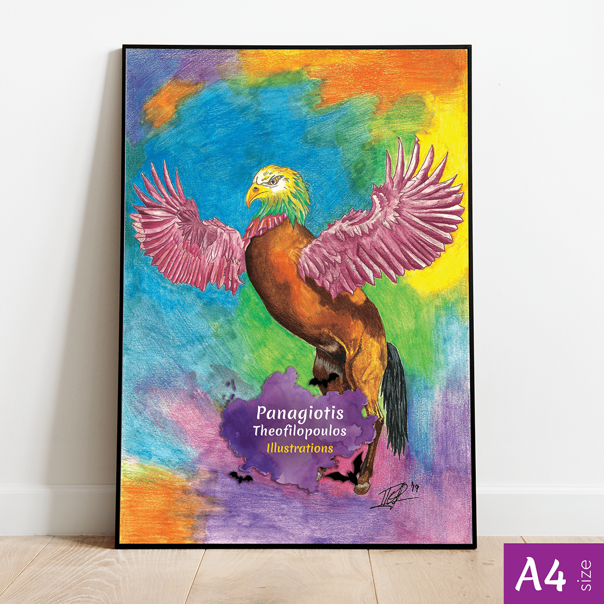 This is a fantasy illustration that has been crafted by hand using the technique of watercolor pencils.