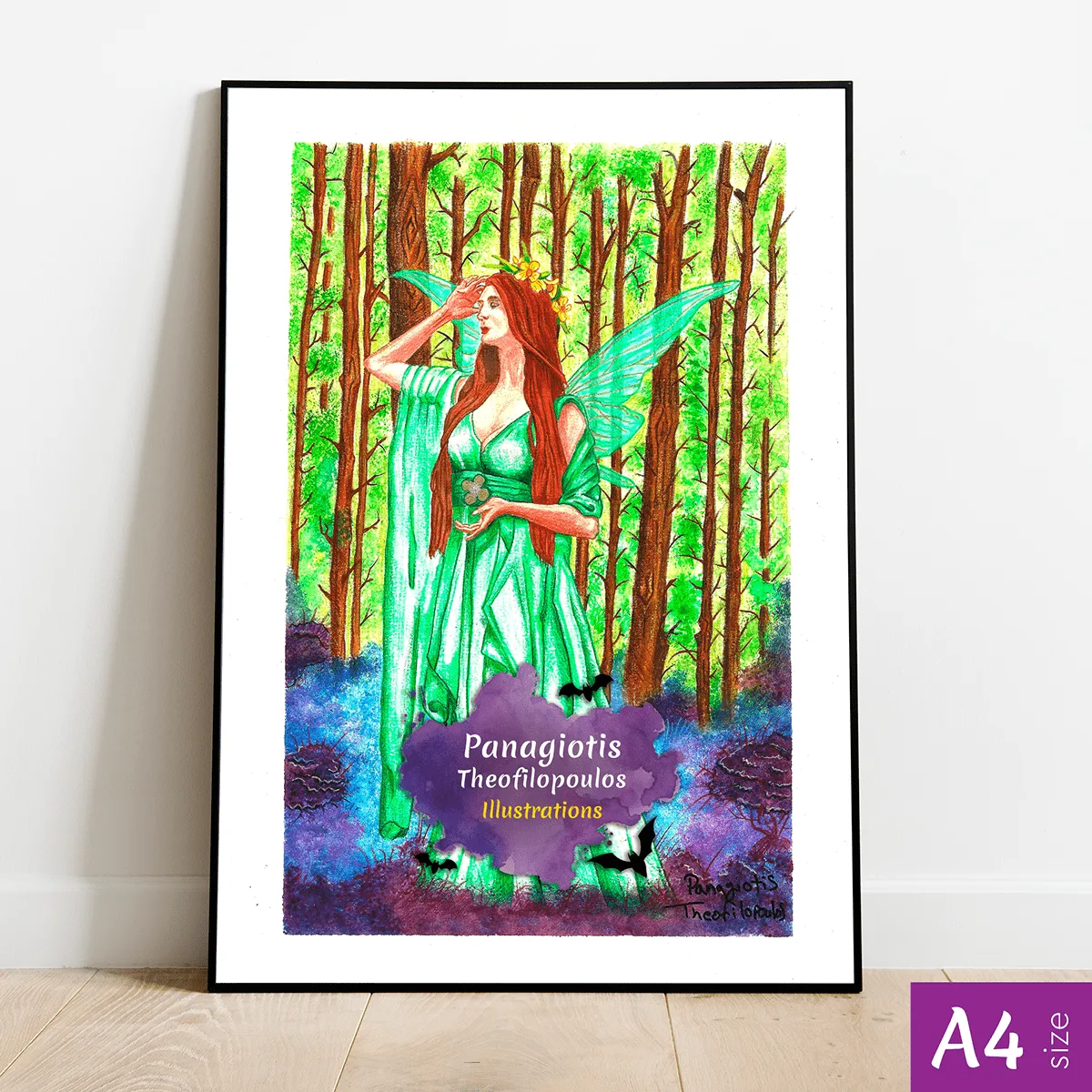 This is a fantasy illustration that has been crafted by hand using the technique of watercolor pencils.