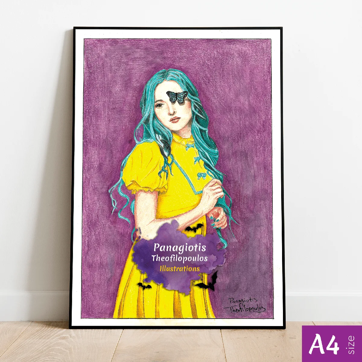 This is a fantasy illustration that has been crafted by hand using the technique of watercolor pencils.