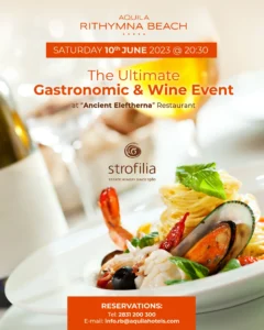 Aquila Rithymna Beach - Degustation Event - Strofilia - Social Media Post
