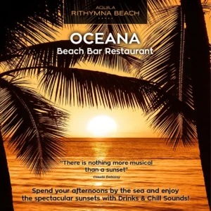 Aquila Rithymna Beach - Sunset Web Banner Social Media