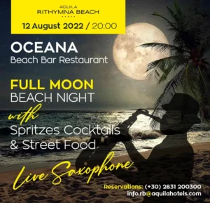 Aquila Rithymna Beach - FULL MOON Event - Social Media Post