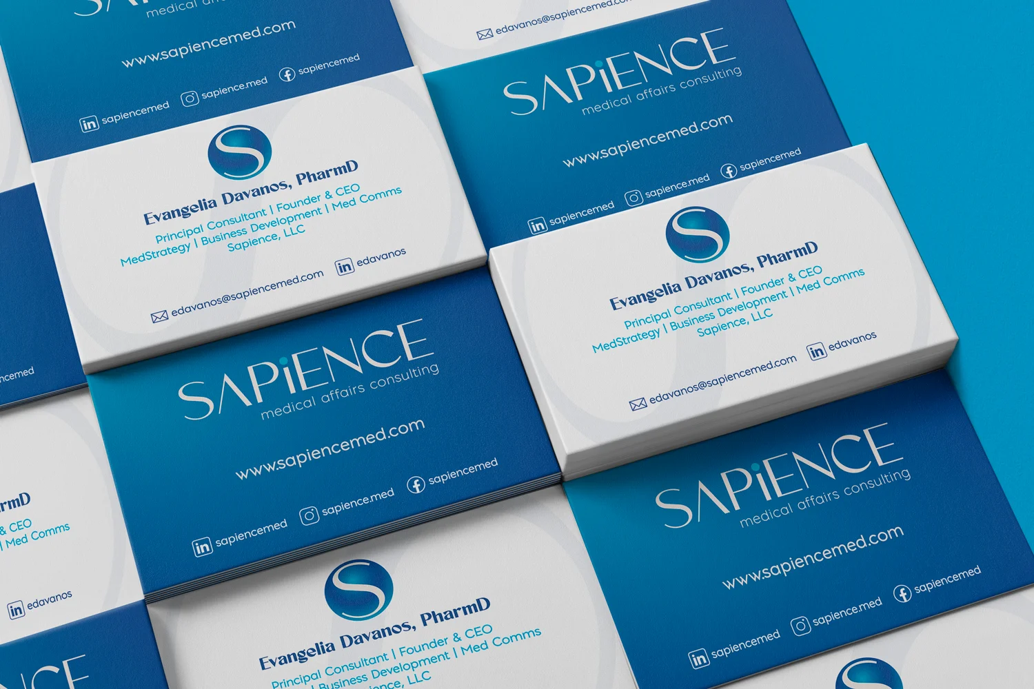 Sapience, LLC - Medical Affairs Consulting business cards.