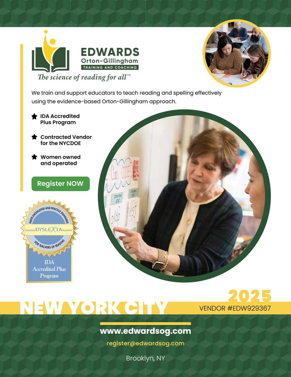 Interactive PDF catalogue cover design for Edwards Orton-Gillingham Training and Coaching.