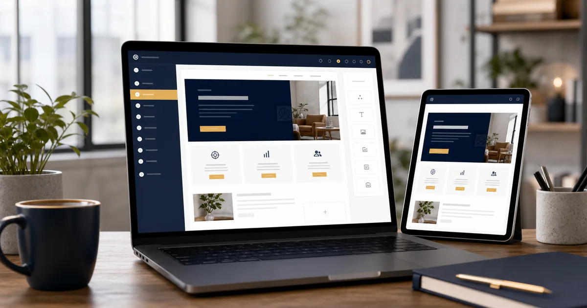 WordPress page builder dashboard illustration for flexible content editing