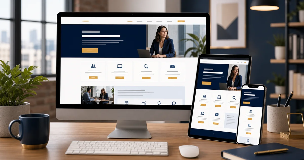 Responsive WordPress website design shown across desktop tablet and mobile screens
